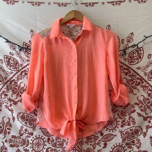 Orangey Blouse Lace Back